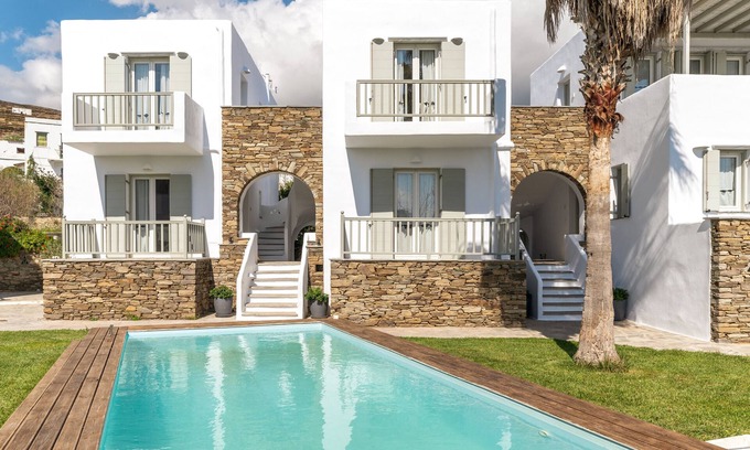 Kionia Apartment | 'Ninemia Suites Tinos Superior 102' with Shared Pool, Wi-Fi and Air Conditioning
