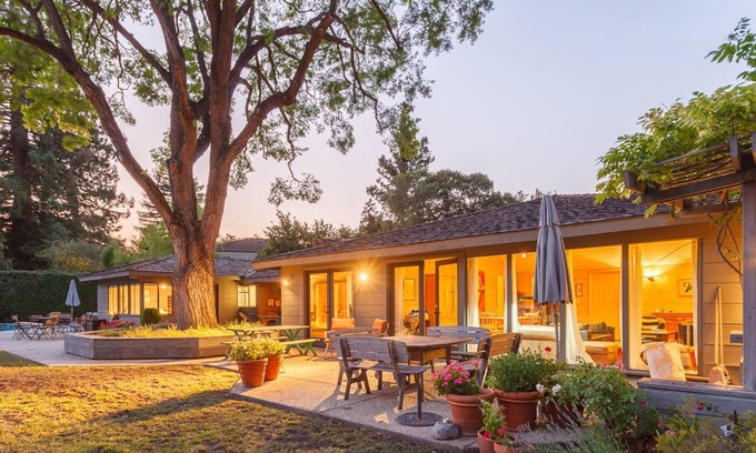 Leland Manor House | North Palo Alto home with pool near Stanford Univ.