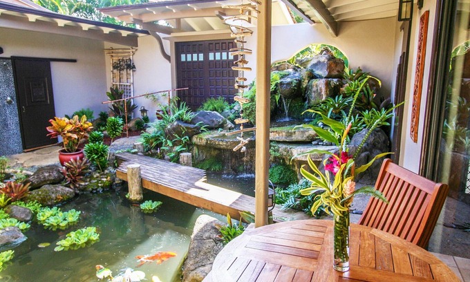 Princeville House | North Shore Oasis - Tropical Waterfall Garden And Bali Hai Sunsets