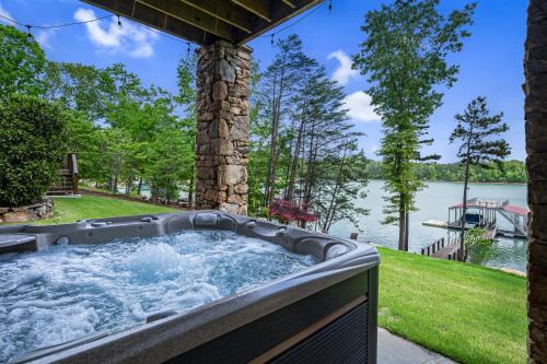 Blairsville House | Nottely Island Retreat - Luxury Retreat - Lake Views, Outdoor Kitchen, Firepit, Hot Tub, Game Room, Boat Ramp and Private Dock -