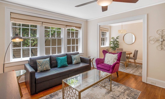 Historic Downtown Savannah Apartment | Oasis Overlooking Forsyth Park w/Private Balcony & Parking by Lucky Savannah