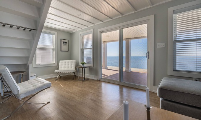 Milford House | Ocean Front Beach Home: Walk out back door to ocean in steps. Unparalleled views