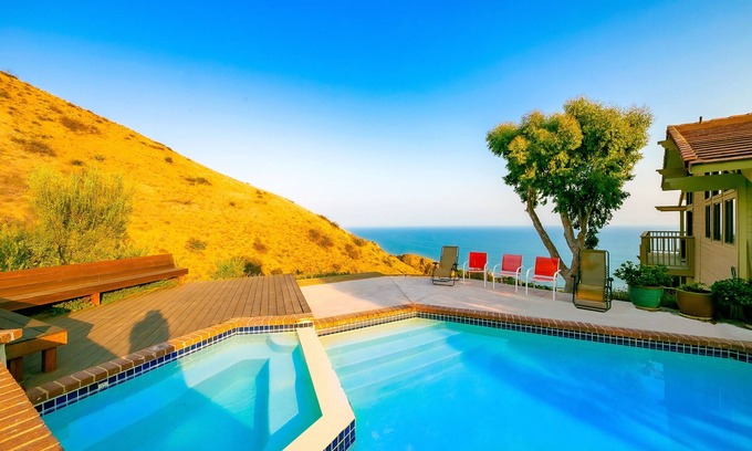 Western Malibu House | Ocean-view dog-friendly house with pool, hot tub, & sauna - snowbirds welcome