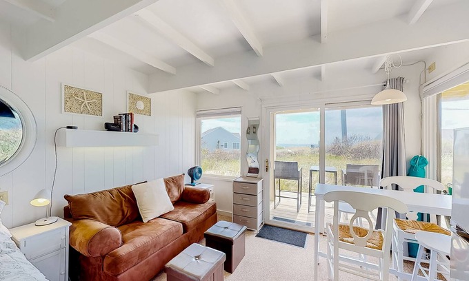 North Truro Apartment | Ocean-view studio near golf with patio, beach gear, kitchenette, & partial AC