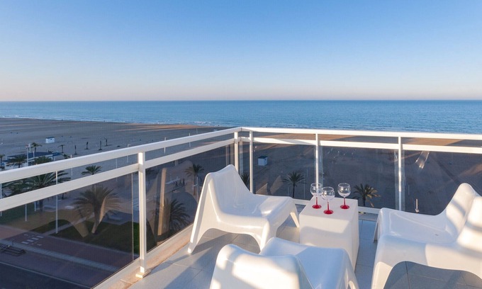 Grau i Platja Apartment | Oceanfront condo with amazing view in sunny terrace.