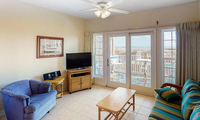 Hatteras Condo | Oceanfront, dog-friendly condo with ocean view, central AC & WiFi