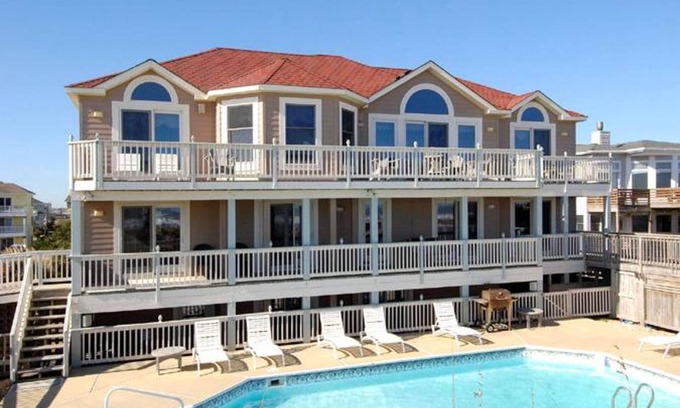 Ocean Hill House | Oceanfront home w/heated pool, hot tub, elevator & rec room w/pool table