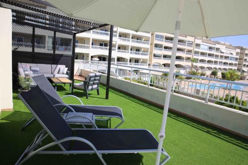 Palm-Mar Apartment | Oceanview Sundeck San Remo Apartment with garage