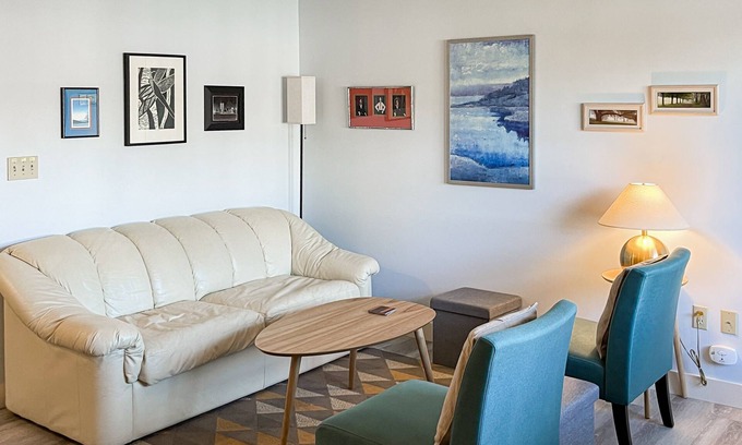 Wells Condo | Open, ground-floor condo right in town with outdoor pool, BBQ