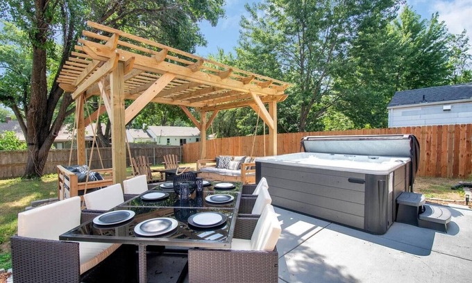 Wichita House | Opulent Oasis - Spa! Fire Pit! 3 Kings! Pool Table! Kids Area!