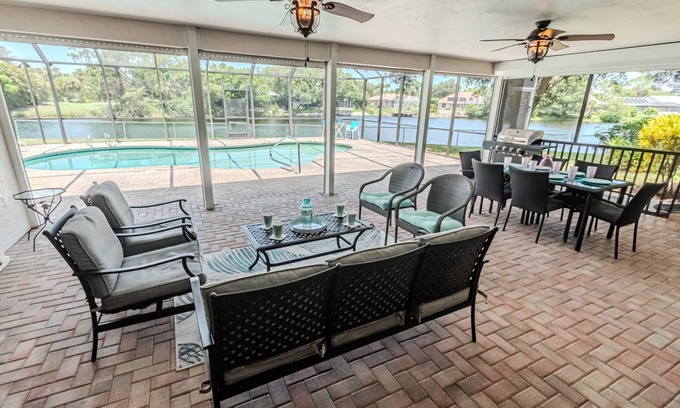 Palm River Estates House | Palm River Estate: Large Home w/;private pool and outdoor entertaining space overlooking river