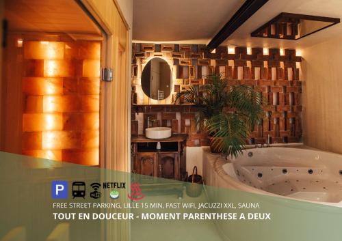 Croix Apartment | Parenthèse Douce Lille Croix avec Spa Privatif Jacuzzi et Sauna