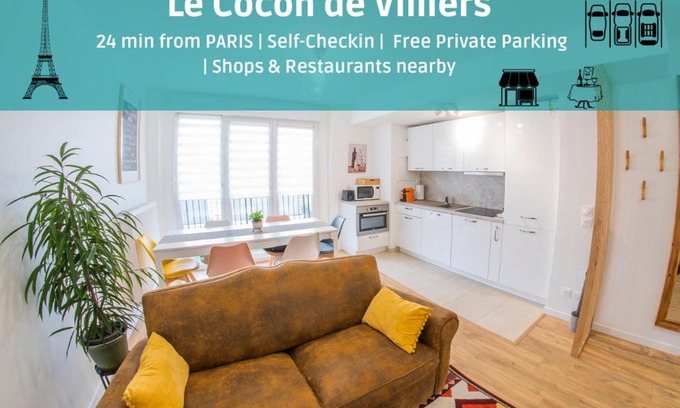 Les Perroquets Apartment | Paris & DisneyLand - 2min From Train Station - Free Private Parking