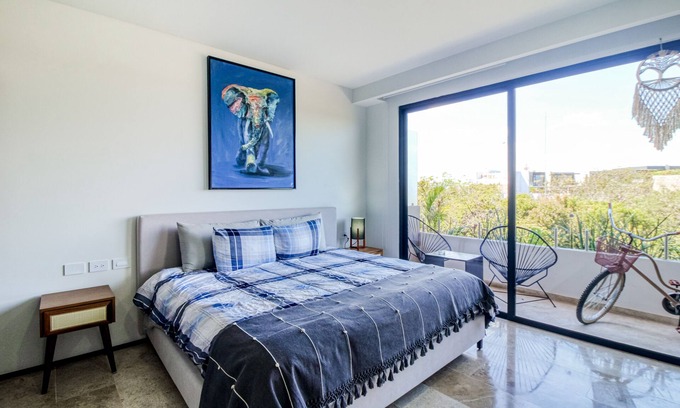 Tulum City Center Apartment | Penthouse studio with pool, balcony, gym, & spa - great location near shops