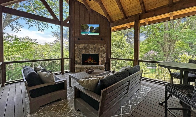 Highlands Hills Cabin | Pine Cone Cottage | Gorgeous Mountain Cottage with Screened in Porch & Outdoor Fireplace