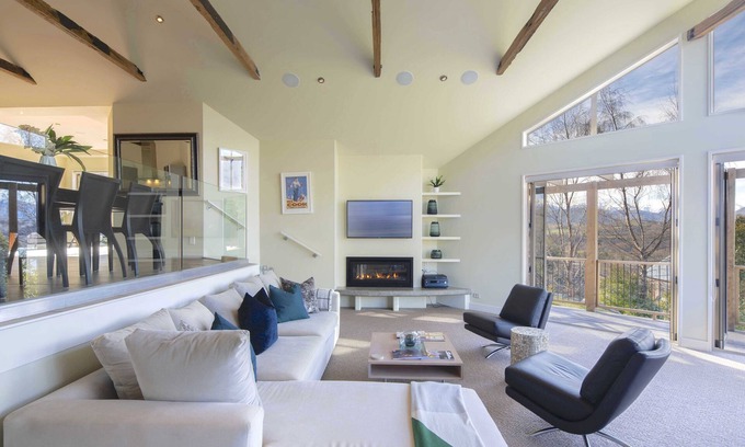 Lower Shotover House | Pinnacle Villa by MajorDomo - Sunny mountain view home with outdoor fireplace & spa pool