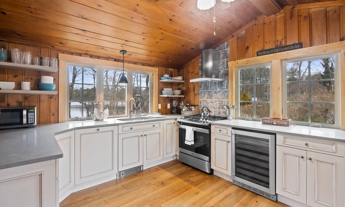 Ponds of Plymouth House | Plymouth Lakeside Getaway with Private Beach Fenced Yard Grill