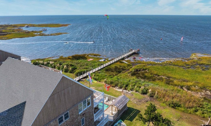 Wind Over Waves House | Premier Soundfront Dog Friendly w/Pool, Hot Tub, Elevator, Pickleball, Theater