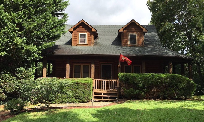 Lake Lure Cabin | Private Cabin with Views, Fenced Yard, Gameroom, Gas Fireplace, Central Location