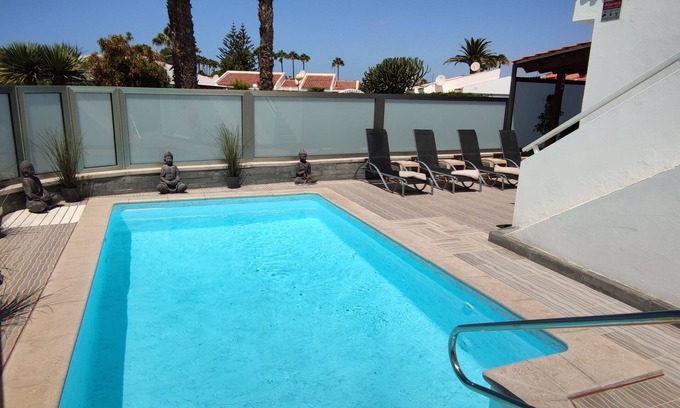Maspalomas Villa | Private heated pool, free WiFi, close to beach. Ideal for 1 to 8 people.