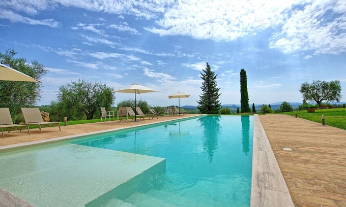 Sarteano Villa | Private Villa with A/C, private pool, WIFI, sauna, TV, panoramic view, close to Montepulciano