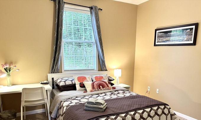 Sugar Hill House | Puple Bedroom near Sugar Hill