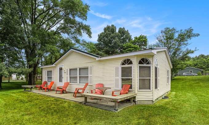 Benton Harbor House | Quiet home near beaches with large yard, firepit, grill, central AC, & W/D
