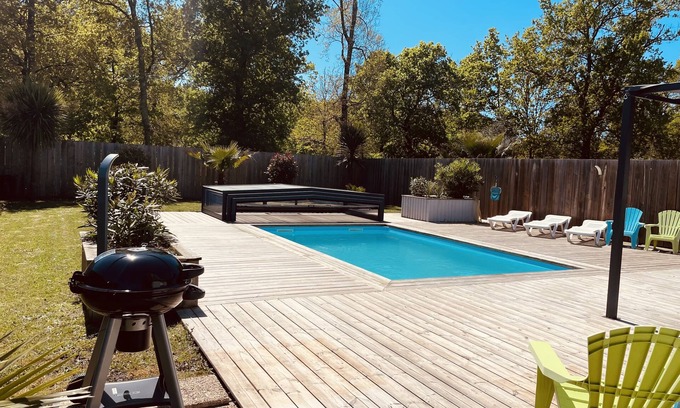 Grayan-Et-L'Hopital Villa | Quiet house with heated swimming pool near soulac/mer, montalivet.