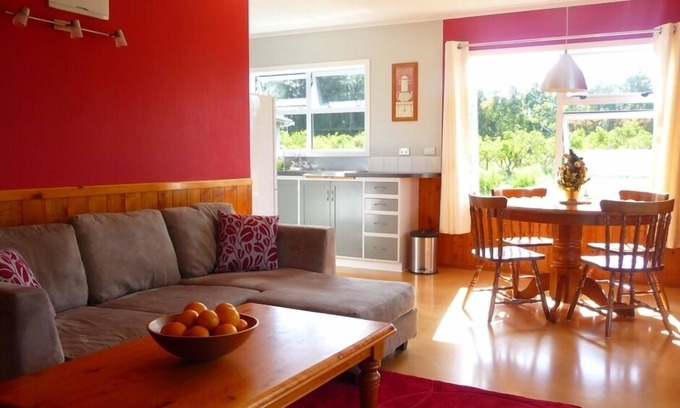Kerikeri Cottage | Relax a Lodge MoonShine 2 Bedroom Cottage: farm animals, pool, organic orchard!