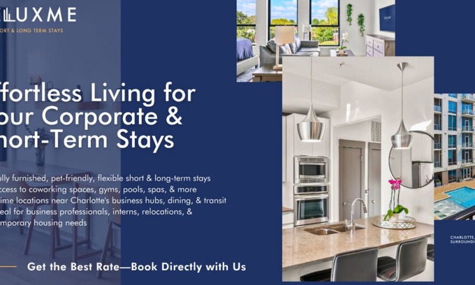 Paw Creek Apartment | Reluxme|Chic 2BR w/Balcony, Gym & Pool Near Mall