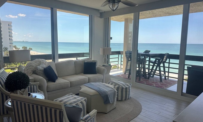 Longboat Key Condo | Renovated and bright corner beachfront unit in well appointed popular complex!
