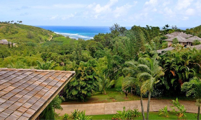 Kalihiwai House | Ridge line home with pool, ocean and valley views