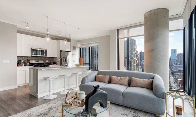 Near North Side Apartment | River North 2BR: Balcony, Walk to Mag Mile, Pool