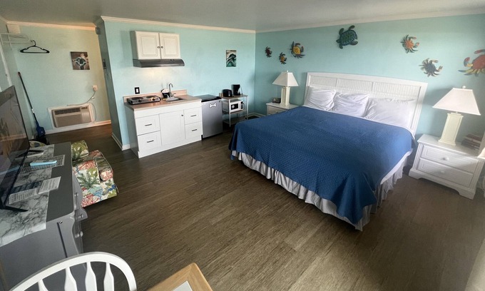 Topsail Beach Hotel | Room #205 Mini Efficiency King Bed Pets Yes