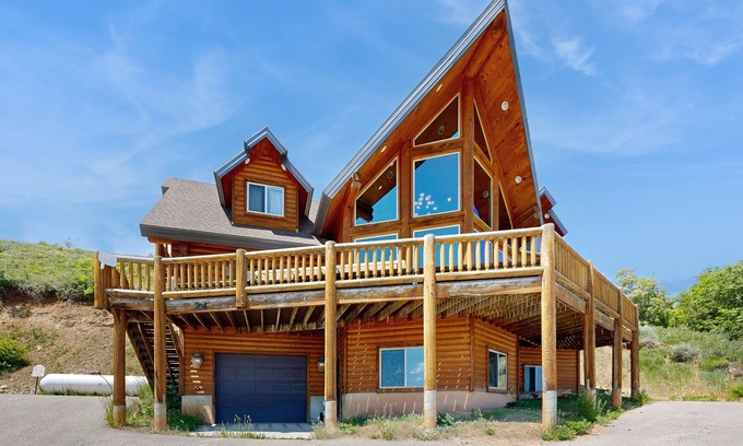 Harbor Village Cabin | Rustic Bear Lake cabin with endless views, deck & tables, fireplace, internet