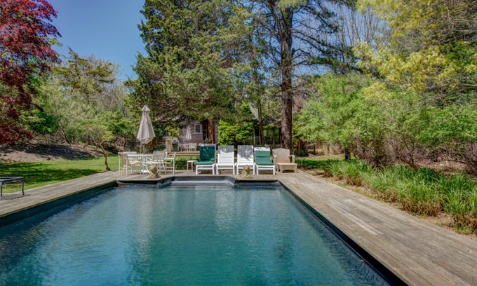 Amagansett North House | Rustic, Eclectic-style home with private pool, flooding natural light,...