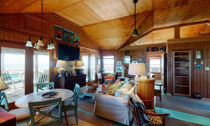 Folly Beach House | Rustic oceanfront home with screened porch, free WiFi, deck, & beach access