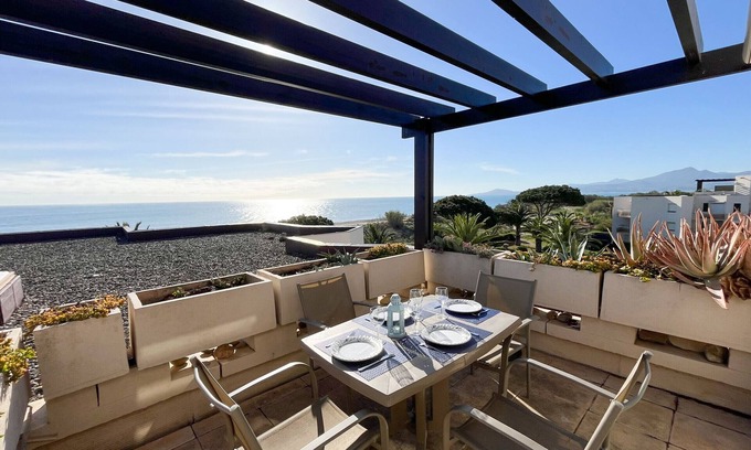 Saint-Cyprien Plage Apartment | Saint-Cyprien: Seafront apt with pool, parking, and AC