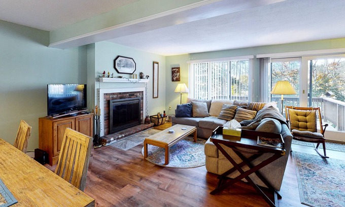Quechee House | Saltbox townhome with views, fireplace & deck - near Quechee Club, golf & ski