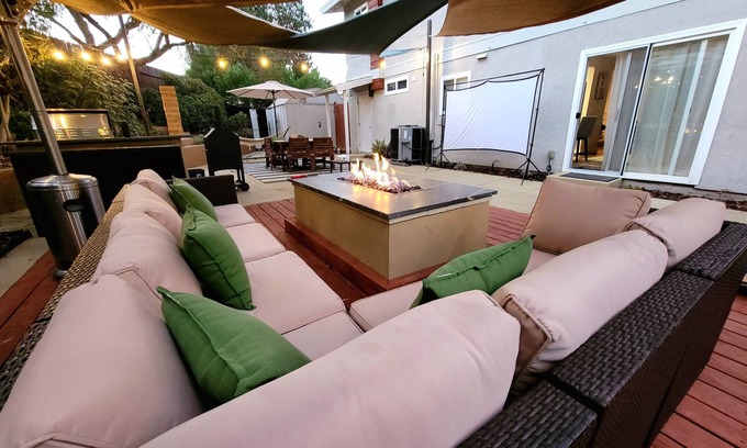 Fairmount Park Villa | San Diego's 4-bed Oasis with Hot Tub, Gym, Outdoor Theater & Huge Yard.