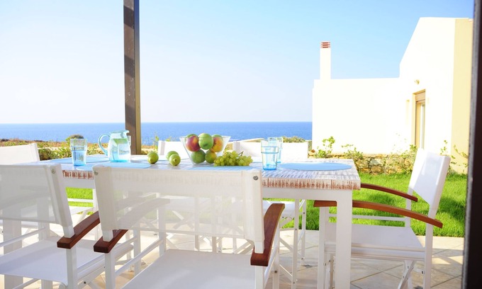 Panormos Villa | Seafront villa Avra , pool , no car need, excellent sea and sunset views!