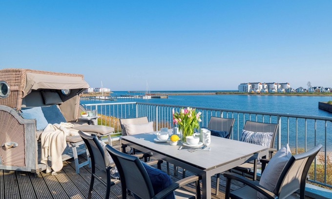 Olpenitz Apartment | Seapearl- Hafenblick, Terrasse, Bad mit Infrarotsauna und Whirlwanne