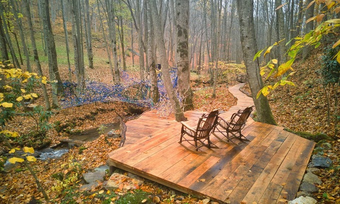 Hot Springs Cabin | Secluded Nature Retreat: Views, 5 Miles Pvt. Hiking Trails, Waterfall & Tree Net