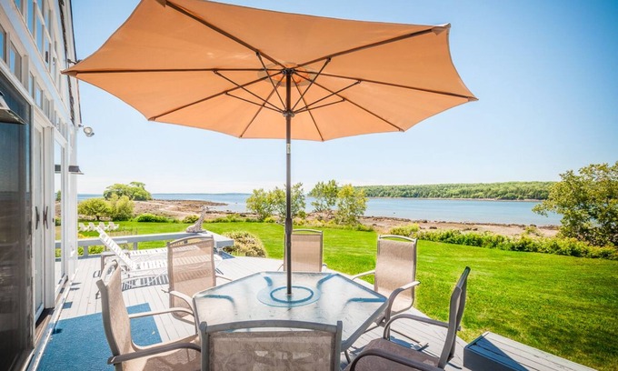Stockton Springs House | Secluded Oceanfront with Private Beach & Island