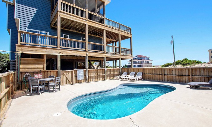 Carova Beach House | Semi-Oceanfront, Ocean Views, Wild Horses, Private Pool, 4x2338, Race To The Beach