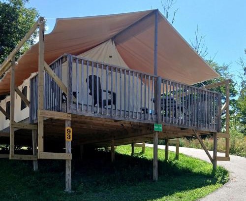 Logan Other | Sensational Tented Cabin Nestled Amidst Trees and Fire Pit Provided in Logan, Ohio