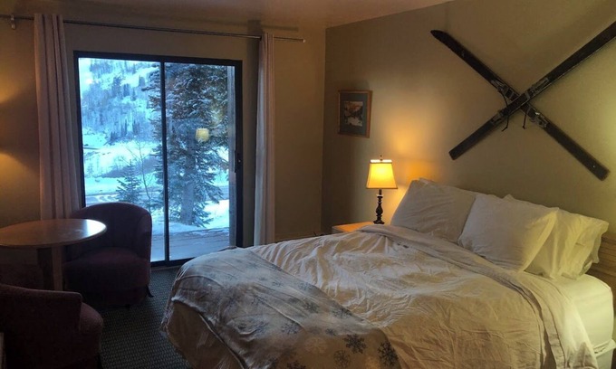 Powder Mountain Cabin | Ski in/out room at Powder Mountain Queen bed, Full bath, kitchenette