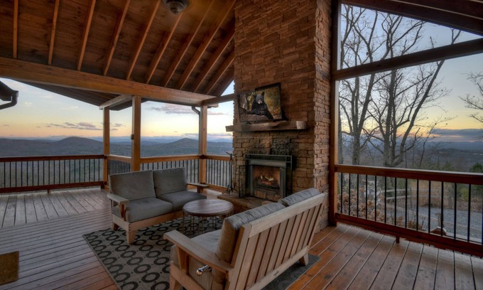 Mineral Bluff Cabin | Skyfall - Stunning mountain views, cozy hot tub, comfy beds, game room, and more!