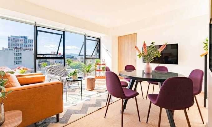 Roma Sur Condo | Skyline Retreat, Private Terrace, Gym Access