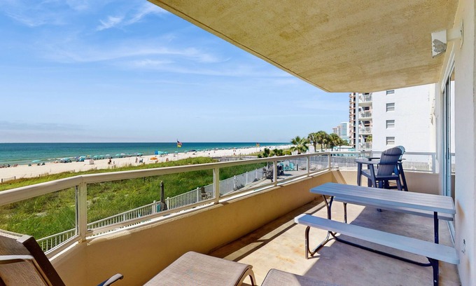 Orange Beach Condo | Spacious beachfront condo with gulf views, pools, and walkable dining